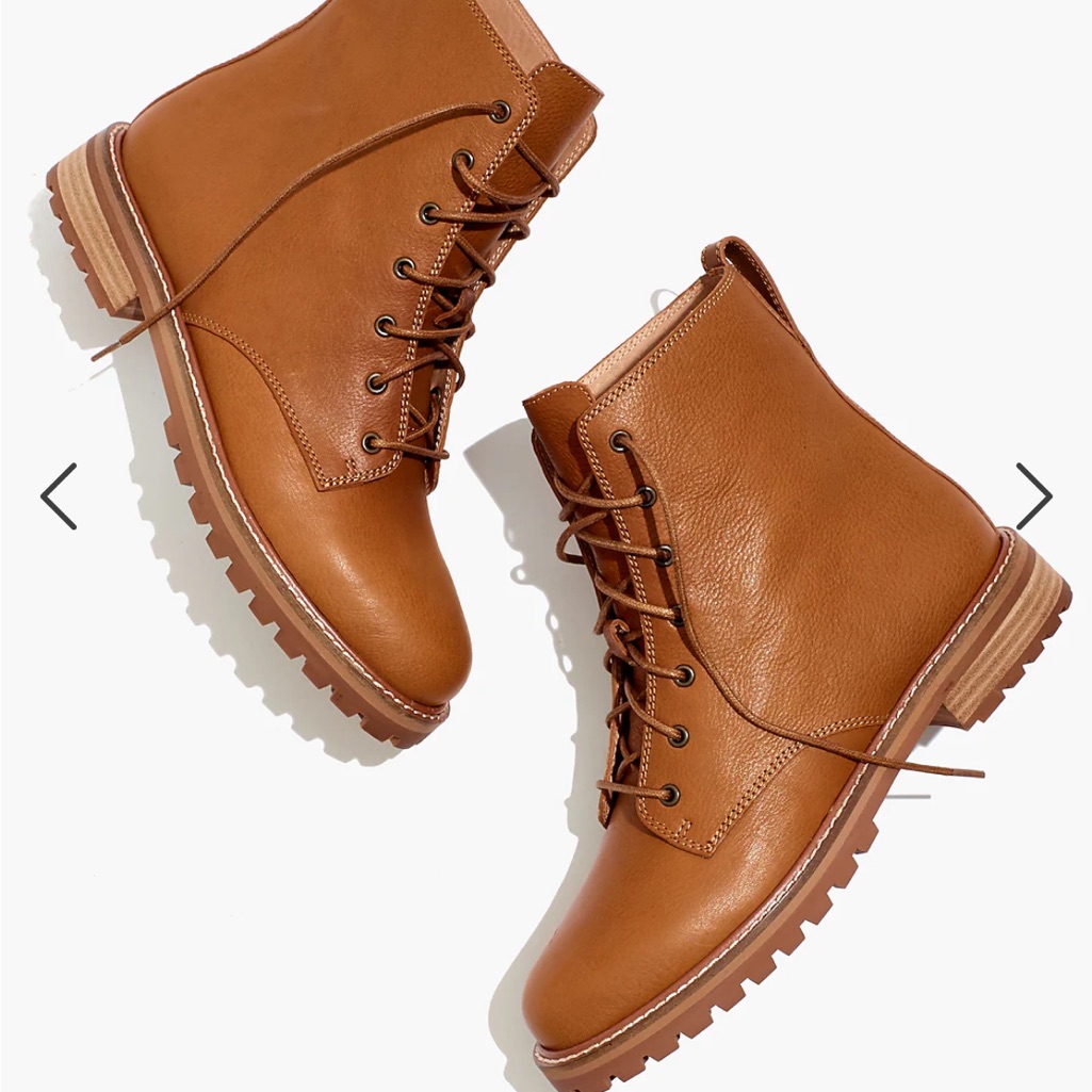 Madewell Claire Lace Up Boot Tan, 8.5 Worn 1x